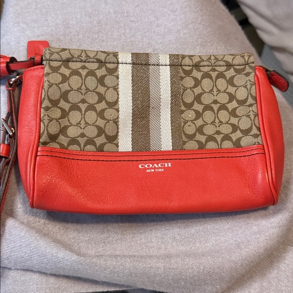 Coach Red and Tan Signature Crossbody Bag - Picture 1 of 2